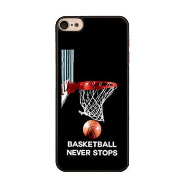 Imagem de Capa para iPod Touch 6, capa protetora fina de plástico rígido resistente a impactos para Apple iPod Touch 6 - Basketball Never Stops
