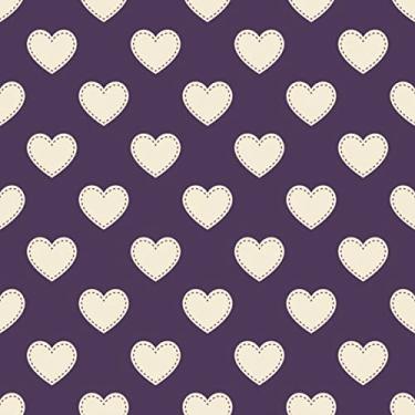 Imagem de Papel De Parede 10m Adesivo Fundo Roxo Com Coraçoes Teen