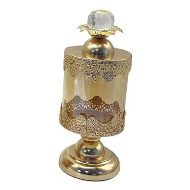 Imagem de ＫＬＫＣＭＳ Recipiente de jarra de armazenamento de vidro de luxo europeu, caixa de exibição em casa Decorativa Jar Pantry Food Snack Candy Jar para açúcar, 26cmx10.5cm