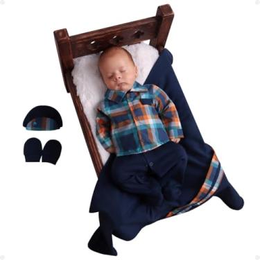 Imagem de Saída De Maternidade Menino 4 Pçs Country Marinho Fazendinha Country