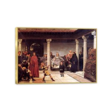 Imagem de Moldura dourada The Education of the Children of Clovis por Lawrence Alma Tadema Prints, reprodução de pintura a óleo, impressão giclée em tela, arte de parede pronta para pendurar para decoração de