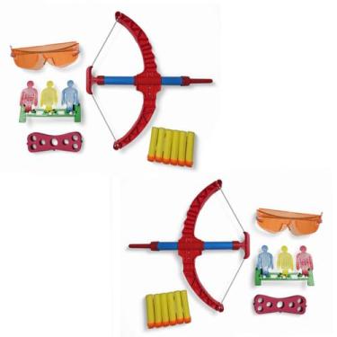 Imagem de Kit 2 Arco e Flecha Infantil Projeteis Alvo e Óculos JR0803 - Jr Toys