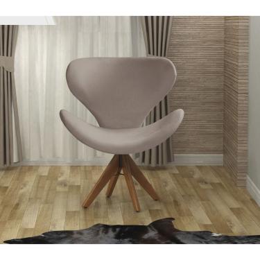 Imagem de Poltrona Isis Cadeira Giratória Pé de Madeira Decoração, Sala, Escritório, Recepção