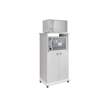 Imagem de Balcão de Cozinha Modulado Multiuso AM1010 c/ 2 Portas e Nicho p/ Microondas 56cm Branc...