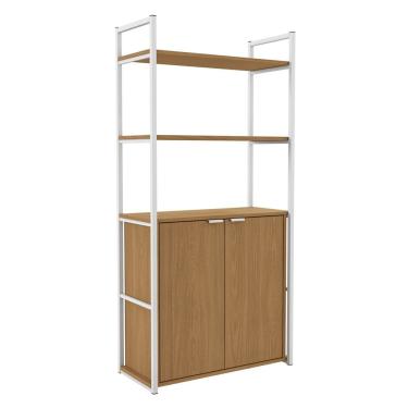 Imagem de Estante Alta Flex 2 Portas 151X33 cm LI041 Canela Branco KPB
