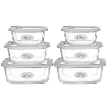 Imagem de Recipientes de vidro para alimentos EcoEvo Grey-J6S com tampa de vidro