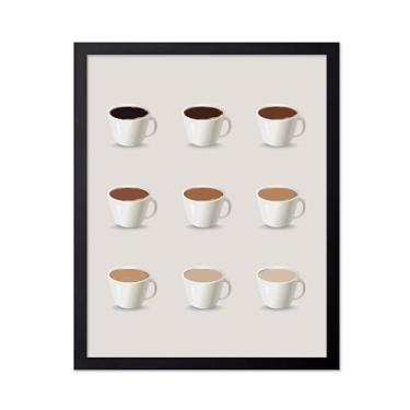 Imagem de Poster Master Impressão Shades Of Coffee - Pôster de café - Arte de copos brancos - Presente de inauguração de casa de barista - Arte de cafeína e café expresso - Decoração de parede minimalista de