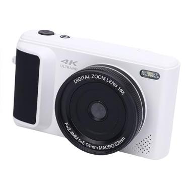 Imagem de Câmera Digital 4K para Fotografia, Câmera de Vlogging de Foco Automático HD de 64MP Com Tela Flip de 2,8 de 180 °, Câmera de Vídeo Retro Espelhada Com Zoom Digital 16x, (Branco)