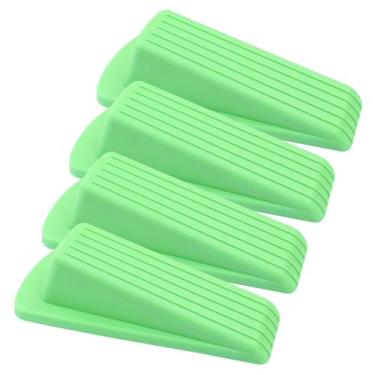 Imagem de Auvotuis 4 batentes de porta, cunha de borracha resistente para carpete, azulejo, pisos de madeira e concreto, protetores de lacuna empilháveis antiderrapantes com proteção de segurança (verde)