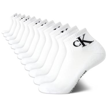 Imagem de Meias Calvin Klein Athletic acolchoadas, corte em um quarto, 7-12, brancas