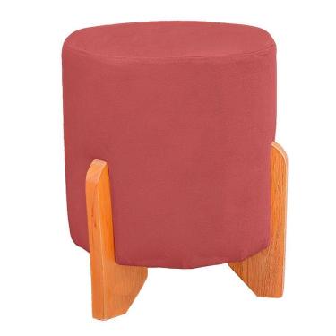 Imagem de Puff Thor Luxo Madeira Maciça Redondo Suede Cor Rose