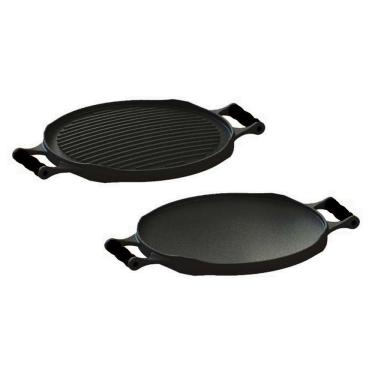 Imagem de Bifeteira Chapa Redonda Dupla Face Em Ferro Fundido Preto