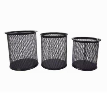 Imagem de Kit 3 organizador porta lápis caneta clips em metal redondo - Interpon