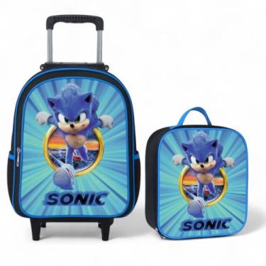 Imagem de Kit Mochila Infantil Rodinha Menino Escolar + Lancheira térmica Premiu