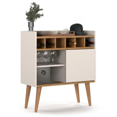 Imagem de Aparador Retrô Buffet Bar Adega Bar(FLORENÇA - OFF WHITE/NATURE)