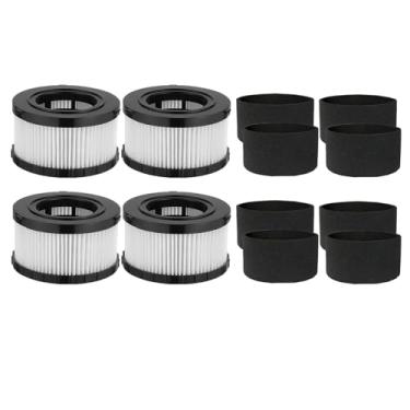 Imagem de 4 peças de filtro HEPA DC5151H compatíveis com DEWALT DC5151H DC515 DCV517 DCV517B aspirador seco molhado, com 8 peças de filtro de espuma