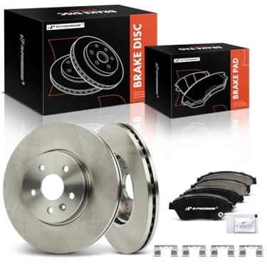 Imagem de A-Premium Conjunto de 6 peças 11,80 polegadas (299,90 mm) Rotores de freio a disco ventilado dianteiro + kit de pastilhas de cerâmica compatível com modelos selecionados Buick e Chevrolet - 2013-2017