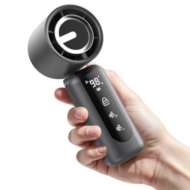 Imagem de AGEYOU Mini ventilador portátil portátil, velocidade (1-100) ventilador pessoal turbo ajustável, bateria recarregável de 4000 mAh, tela digital AI, presentes para mulheres, homens, acampamento, viagem