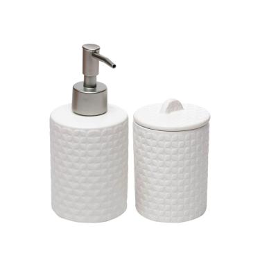 Imagem de Cj 2 Pecas Para Banheiro De Ceramica Petals Branco