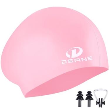 Imagem de Dsane Touca De Natação Feminina Silicone Para Cabelos Longos, Com Design Ergonômico 3D, Adequada Adultos