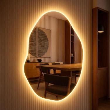 Imagem de Espelho orgânico LED Decorativo de Parede 90x40cm Corpo Inteiro  Ilumi