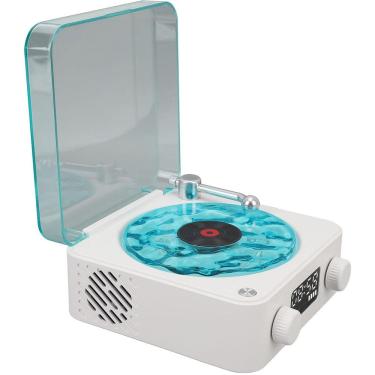 Imagem de Caixa de Som Toca Disco Vinil Vitrola Bluetooth Cartao Tf Usb Recarregavel Musica Luzes Led