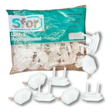 Imagem de Kit 50 Protetores Tomada Sforplast Segurança De Bebês E Crianças