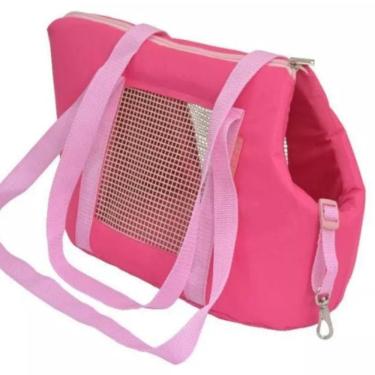 Imagem de Bolsa Transporte Para Cachorro Gato Resistente Macia Nylon Rosa