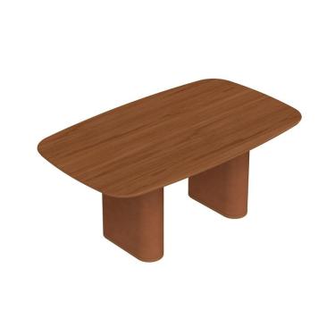 Imagem de Mesa de Jantar Retangular com Tampo de MDF Off White Lintz Caramelo e Canela 219 cm