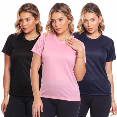 Imagem de Kit 3 Camisas Academia Esportiva Com Proteção Uv Feminina-Feminino