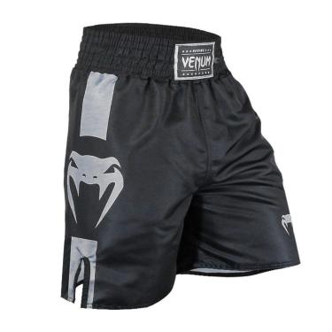 Imagem de Short Muay Thai Logo Permance Venum Silver Masculino - Preto/Cinza-Masculino