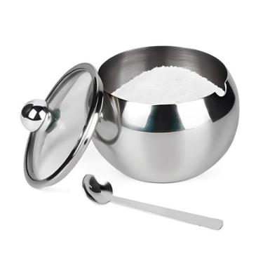 Imagem de Açucareiro Redondo com Colher em Aço Inox 200ml - UniHome