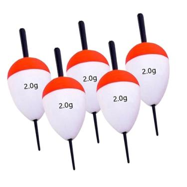 Imagem de simhoa 5 peças de bóias de pesca, bóias, bobbers, EVA oval, cor brilhante, espuma de alta flutuabilidade, conjunto de bóias para pesca de percas, bagres, 2g