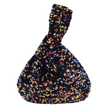 Imagem de Anopo Bolsa de pulso pequena de lantejoulas para mulheres, bolsa de pulso com nó brilhante para noite, Cor B, Small