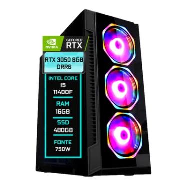 Imagem de PC Gamer Fácil, Intel Core I5-11400F, 16GB DDR4, RTX 3050 8GB GDDR6, SSD 480GB, Fonte 750W, Windows 10 Trial