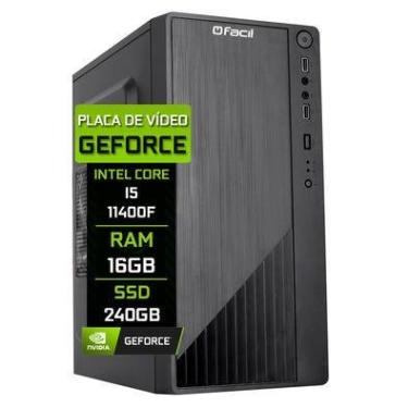 Imagem de Computador Fácil, Intel Core I5 11400F, 16GB DDR4, SSD 240GB, GeForce, Windows 10 Trial
