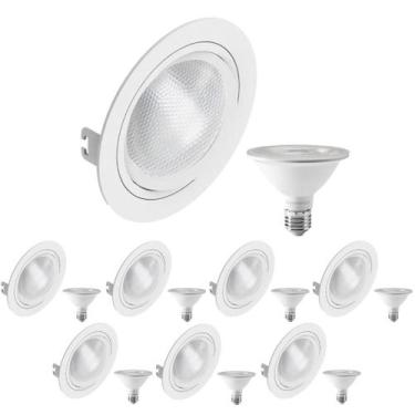 Imagem de 8 Spot Embutir Face Plana PAR30 + 1 Lâmpada LED 10W 3000K E27 - SAVE E