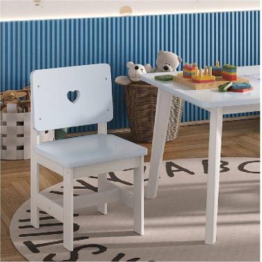 Imagem de Cadeira Infantil em Madeira Maciça 29cm X 57,5 Sofia Branco/ Azul