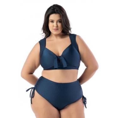Imagem de Biquíni Plus Size Com Bojo Reforçado Cintura Alta E Textura - WA modas