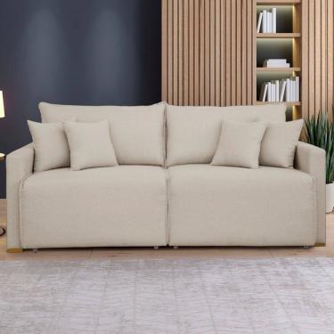 Imagem de Sofá Cama 2 Lugares Júlia Retrátil e Reclinável Veludo/Bege Claro - Celflex