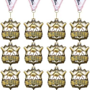 Imagem de Ecation 24 medalhas T-Ball 2 polegadas Softball Team Awards Baseball Metal Medalha Ouro Voleibol Futebol Basquete Futebol Esportes Award com fita de pescoço para crianças
