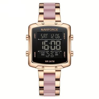Imagem de Relógio Digital Feminino Fashion Design Simples Quadrado Em Aço Inoxidavel Rosa Rosa