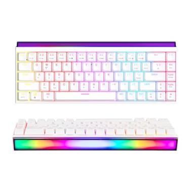 Imagem de MechLands Teclado para jogos com fio AJAZZ NK68 com Lightbox, teclado mecânico 65% compacto, troca a quente, teclas Shine Through, NKRO para Win/Mac/Android (branco)