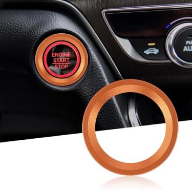 Imagem de TOMALL Capa de botão de parada de partida de motor de alumínio compatível com Honda Accord Sedan Sport EX EX-L LX 2018-2023 Tampa do botão de ignição do motor de carro Decoração do anel de acabamento