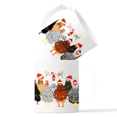 Imagem de Zomhix Caneca de café de frango de Natal - Presentes de frango para amantes de frango, caneca engraçada de presentes de frango, presentes de mãe de galinha, presentes de dama de galinha, caneca de