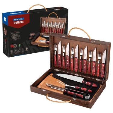 Imagem de Kit Para Churrasco 17 Peças Tramontina Vermelho