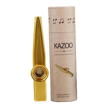 Imagem de KiBcsLic Flauta Kazoo com caixa de armazenamento, fácil de tocar, violino portátil, profissional, bom companheiro, brinquedo exclusivo para adultos, Ouro