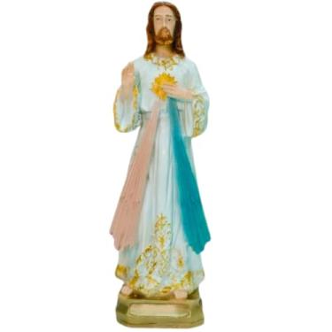 Imagem de Imagem de Jesus Misericordioso em Resina 20cm – Escultura Católica com Raios de Misericórdia