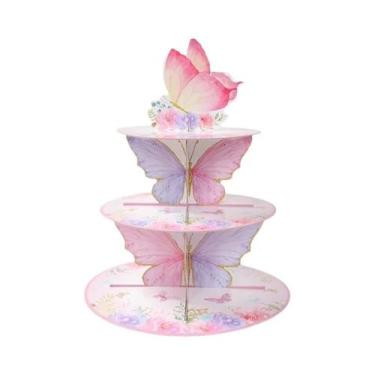 Imagem de Suporte De Bolo De Aniversário De Borboleta Rosa, Decoração Para Prime