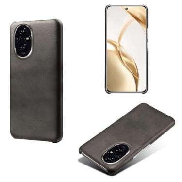 Imagem de Capa para Honor 200 PRO 5G,Proteção contra quedas,Casca de volta de cor sólida simples,Design de couro de imitação de plástico-Black